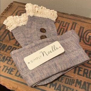 Grey Boot Socks w Ivory Lace Detail